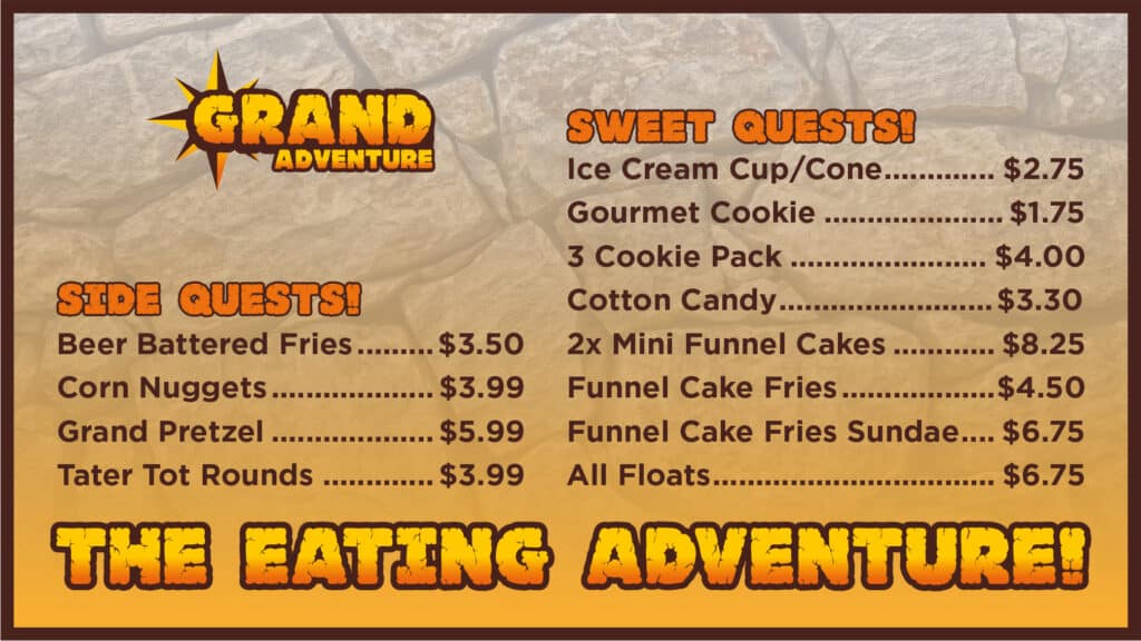 Grand Adventure menu page 2
